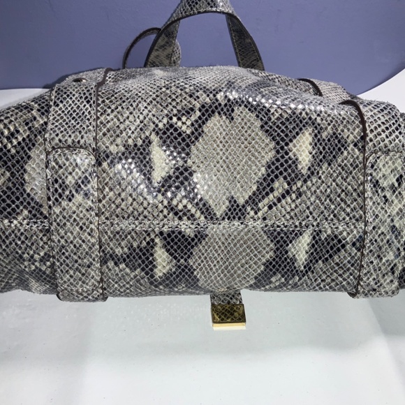Michael Kors Fulton Sand Snakeskin Leather Satchel - Picture 3 of 6